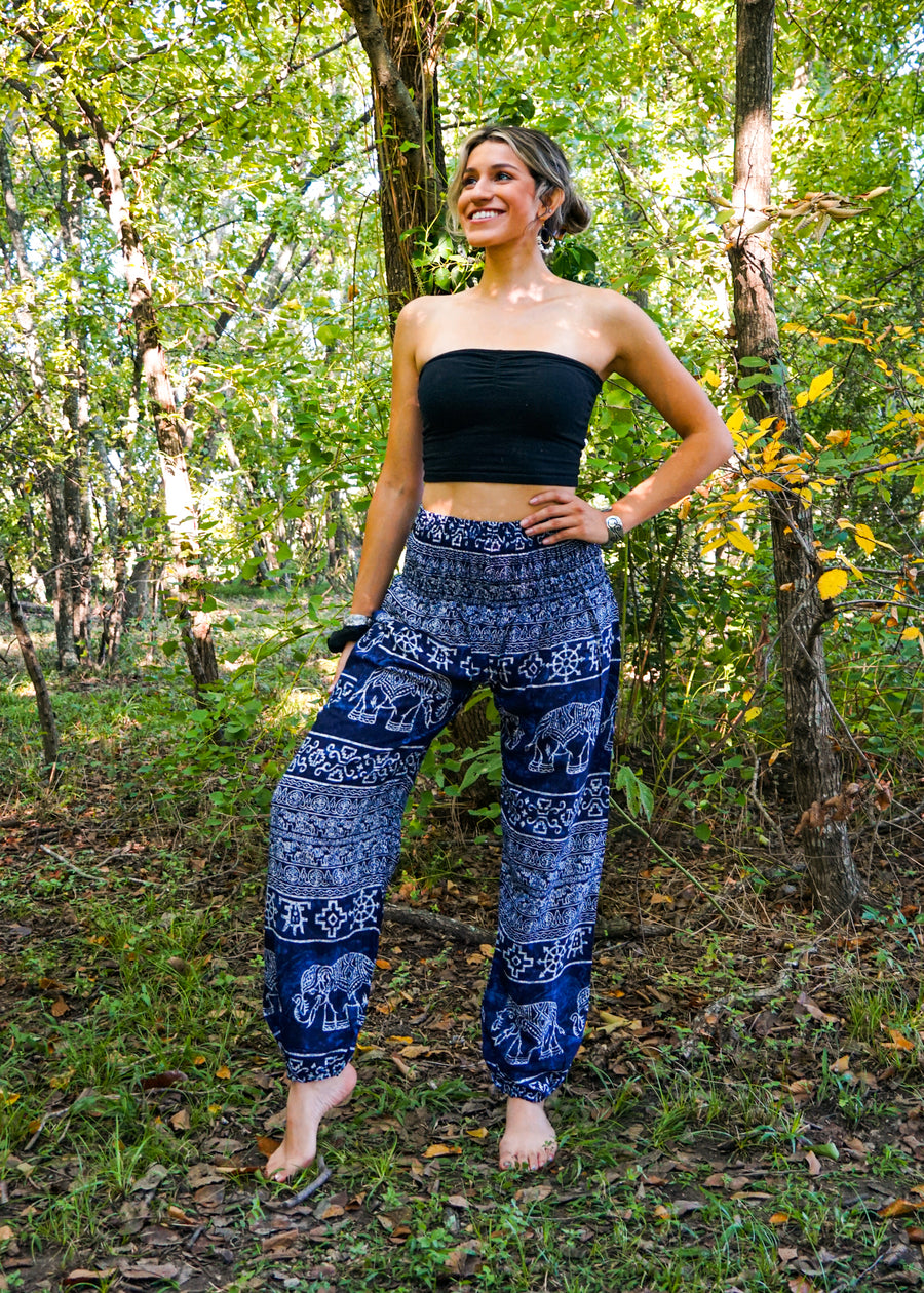 Blue Marble Elephant Harem Pants