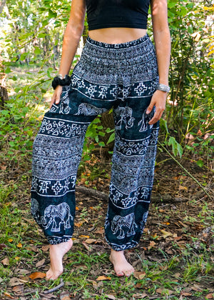 Dark Blue Marble Elephant Harem Pants