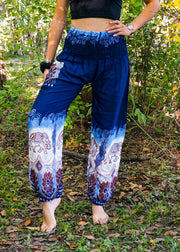 Dark Blue Royal Elephant Harem Pants