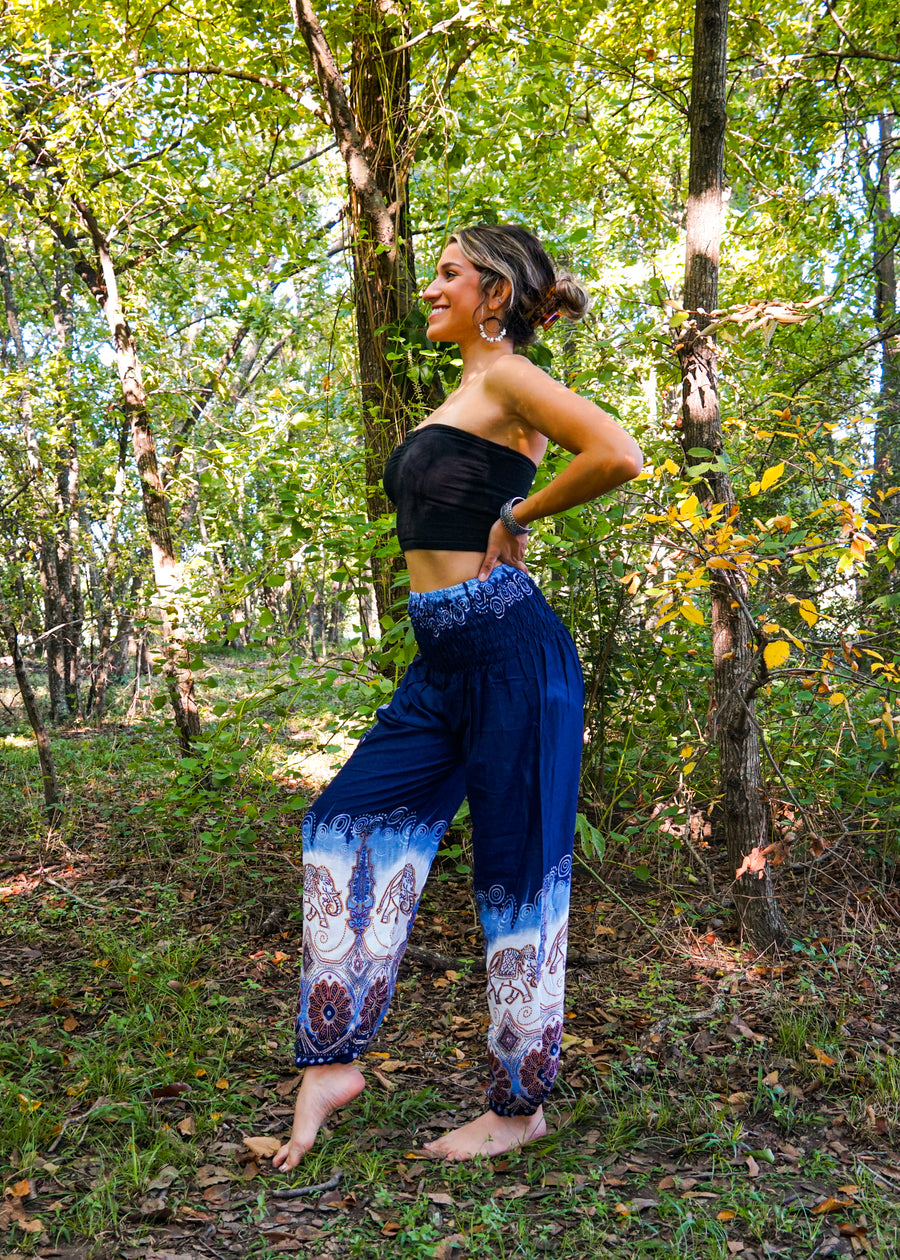 Dark Blue Royal Elephant Harem Pants