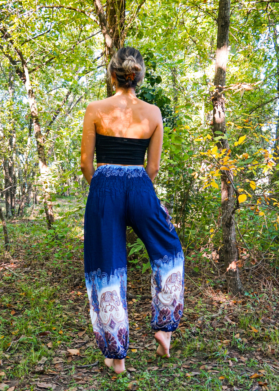 Dark Blue Royal Elephant Harem Pants