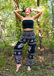 Black Royal Elephant Harem Pants