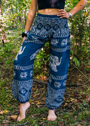 Teal Persian Elephant Harem Pants