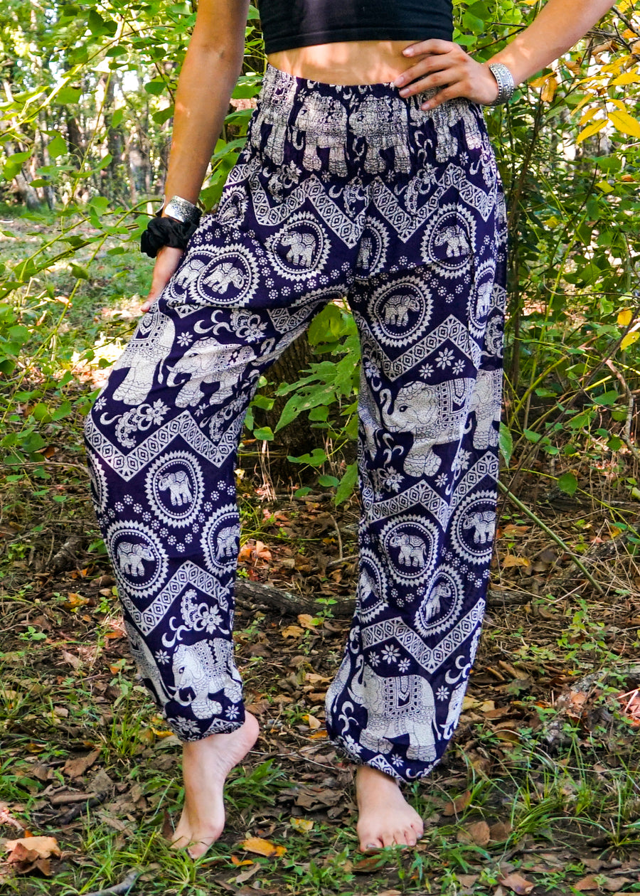 Purple Fun Elephant Harem Pants