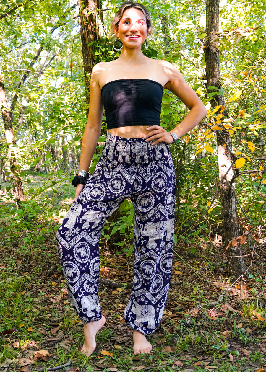 Purple Fun Elephant Harem Pants