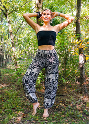 Black Fun Elephant Harem Pants