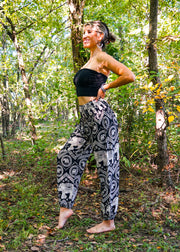 Black Fun Elephant Harem Pants