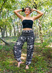 Black Lovely Elephant Harem Pants