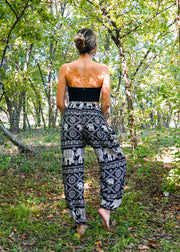 Black Lovely Elephant Harem Pants