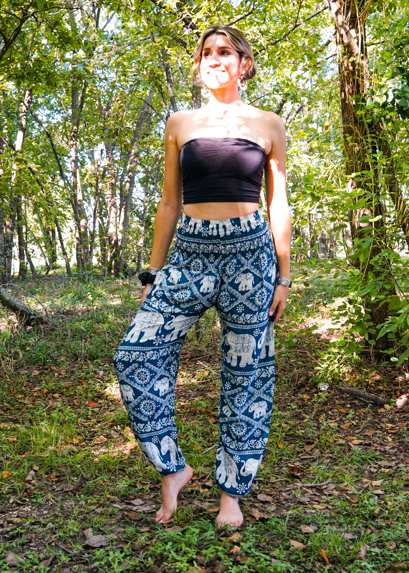 Turquoise Lovely Elephant Harem Pants