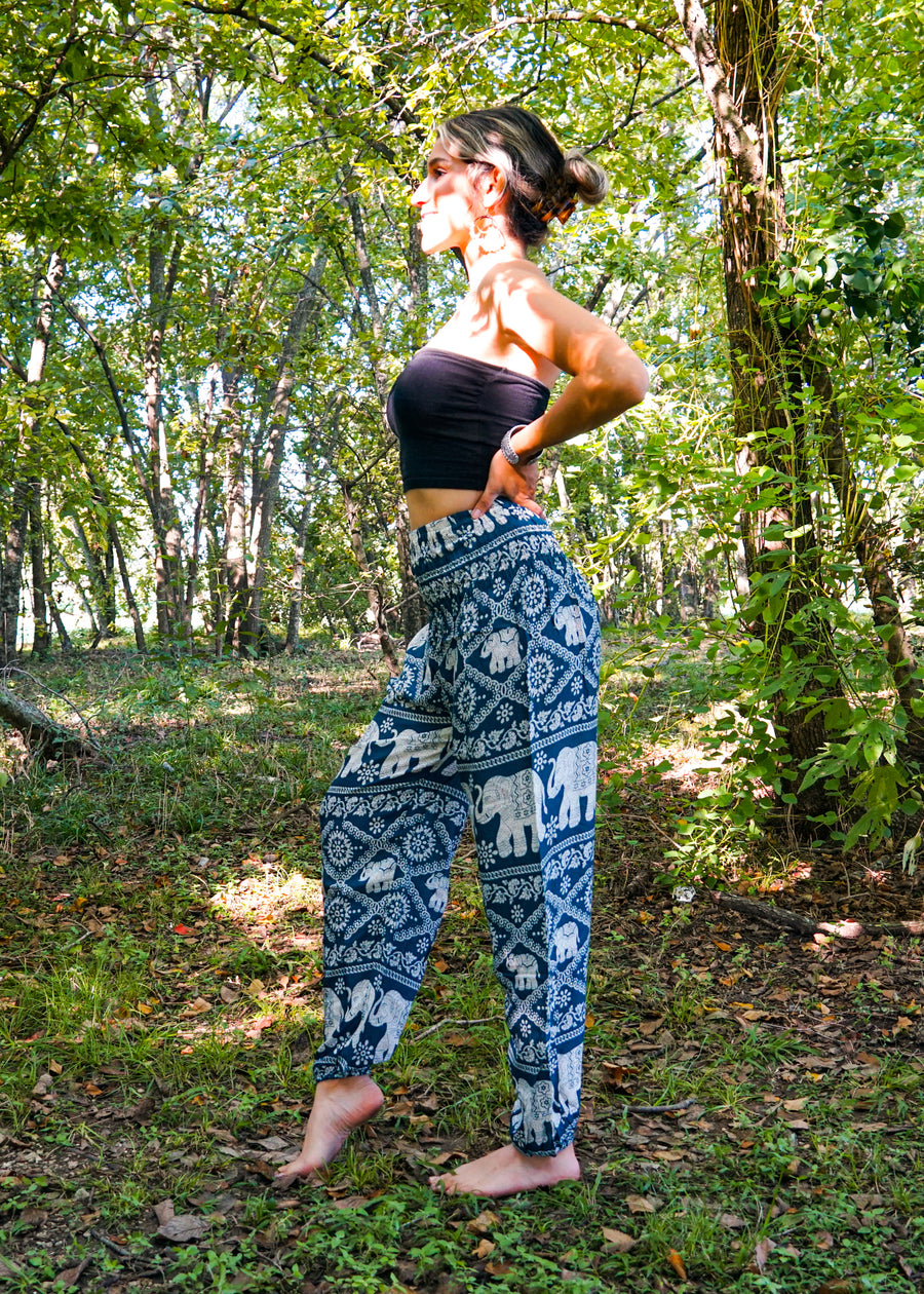 Turquoise Lovely Elephant Harem Pants