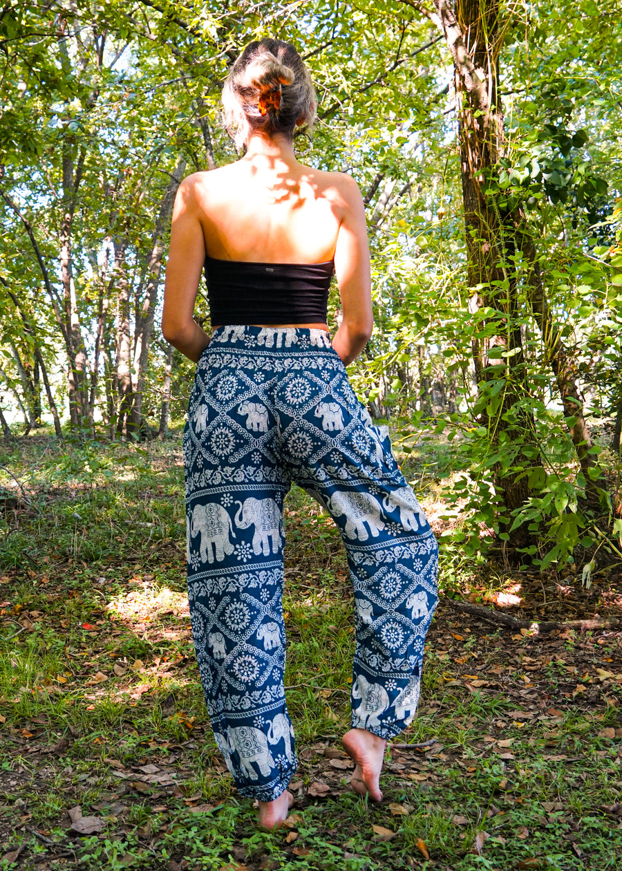 Turquoise Lovely Elephant Harem Pants