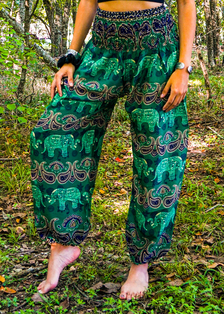 Boho Trouser Bohemian Pants Boho Chic Green Elephant Pants Baggy Pants -  LaFactory