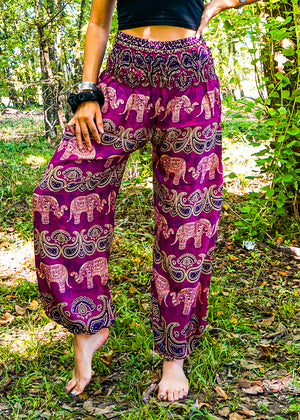 Pink Paisley Elephant Harem Pants