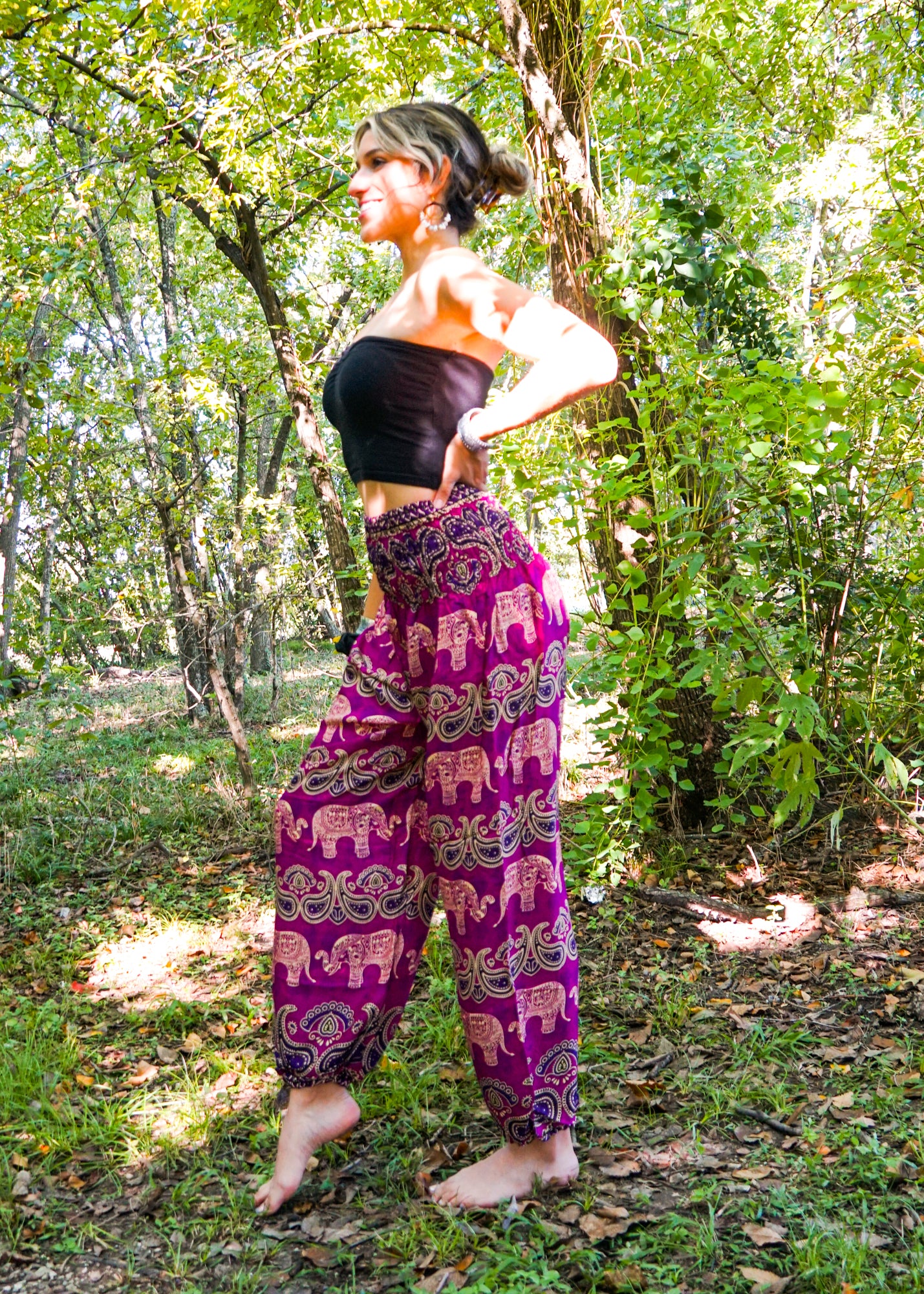 Pink Paisley Elephant Harem Pants