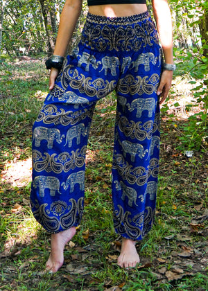 Blue Paisley Elephant Harem Pants
