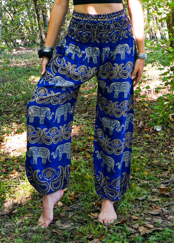 Turquoise Lovely Elephant Harem Pants - Lamsri Bohemian
