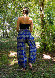 Blue Paisley Elephant Harem Pants