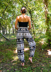 Black Tribal Elephant Harem Pants