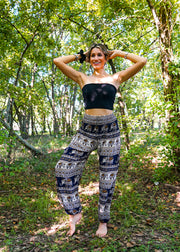 Blue Tribal Elephant Harem Pants