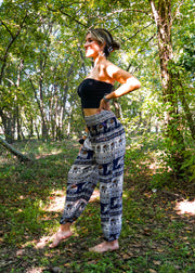 Blue Tribal Elephant Harem Pants