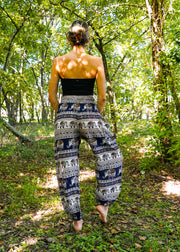 Blue Tribal Elephant Harem Pants