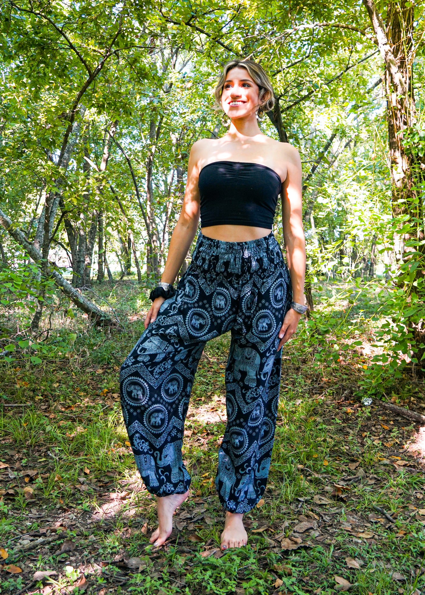 Black Wild Elephant Harem Pants