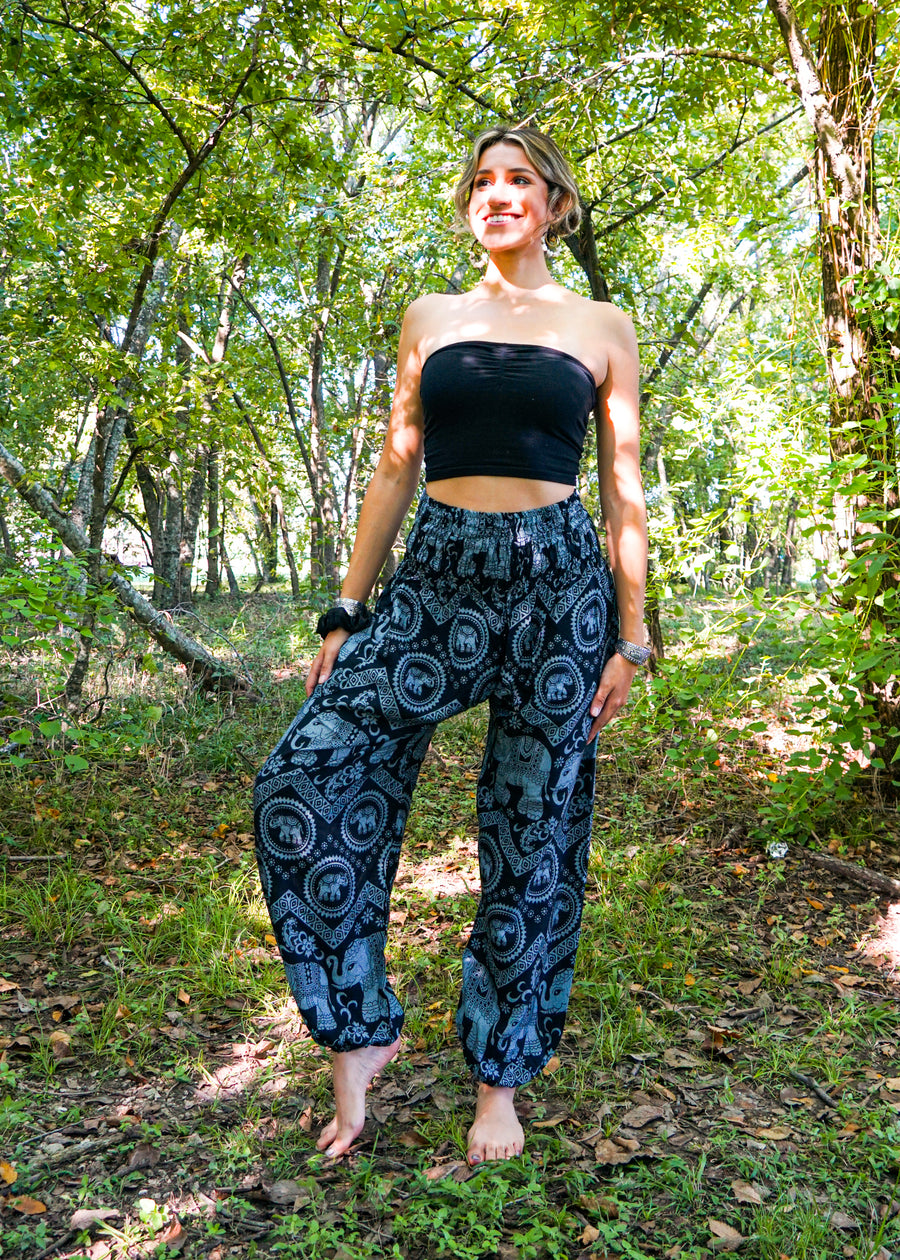 Black Wild Elephant Harem Pants