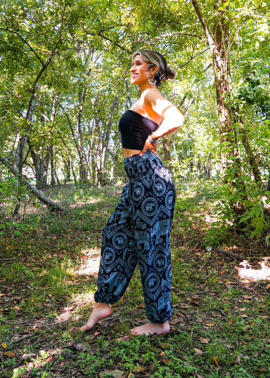 Black Wild Elephant Harem Pants