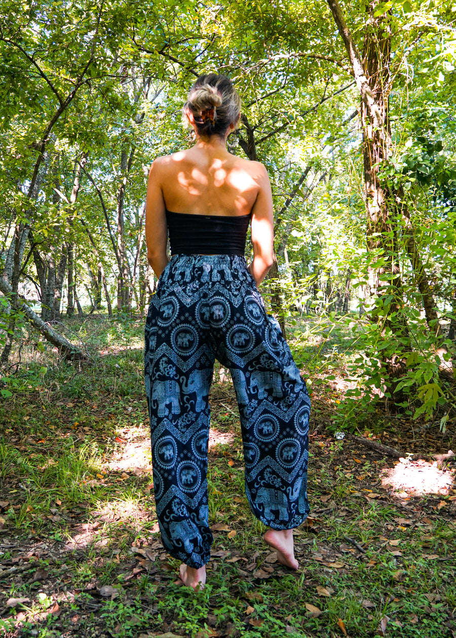 Black Wild Elephant Harem Pants