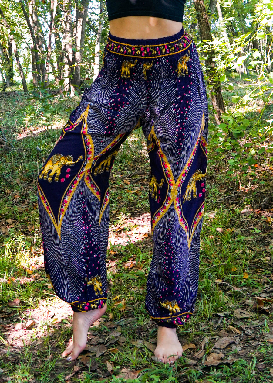 Purple Diamond Elephant Harem Pants