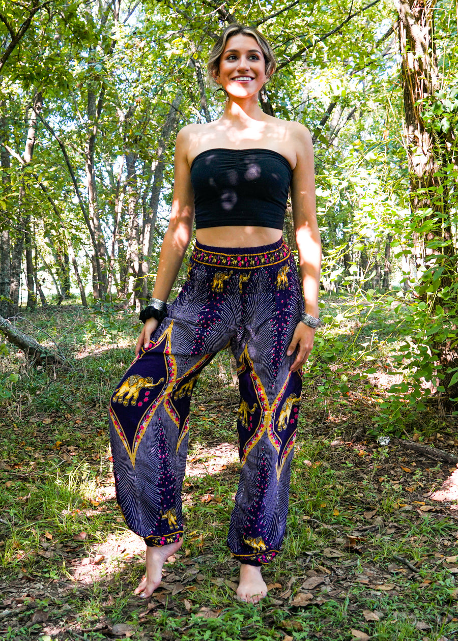 Purple Diamond Elephant Harem Pants