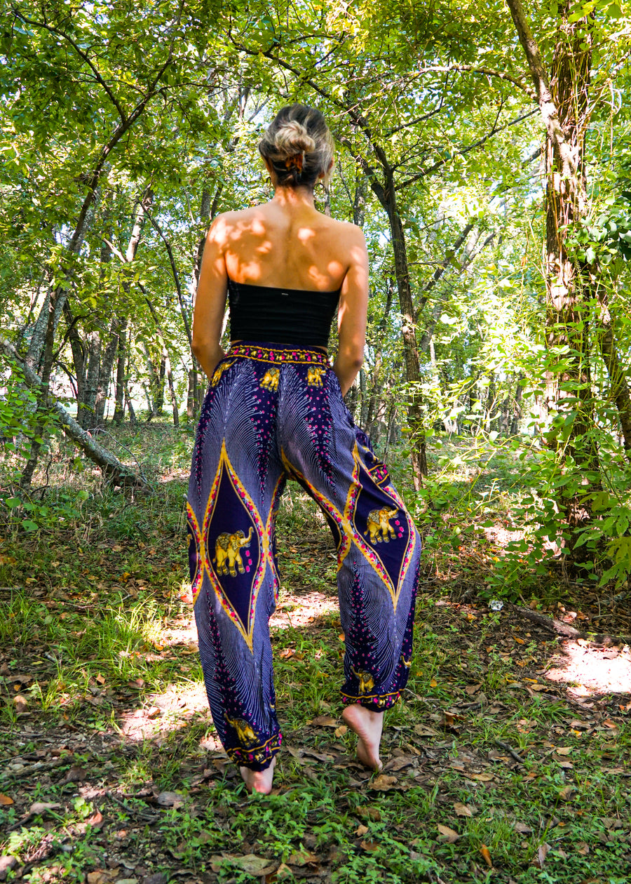 Purple Diamond Elephant Harem Pants