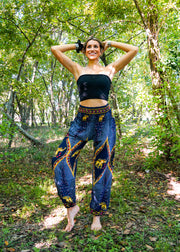 Dark Blue Diamond Elephant Harem Pants