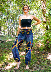 Dark Blue Diamond Elephant Harem Pants