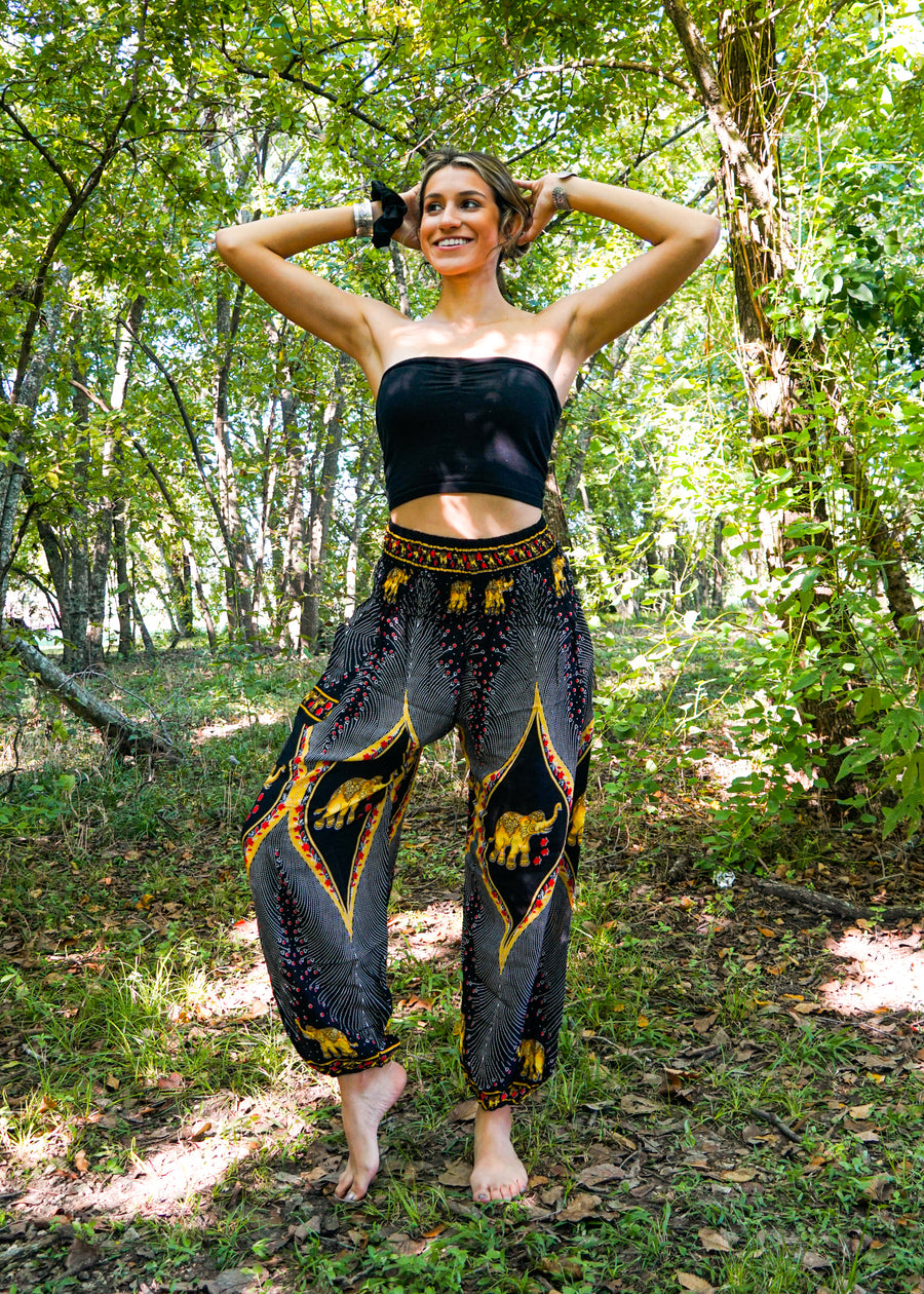 Black Diamond Elephant Harem Pants