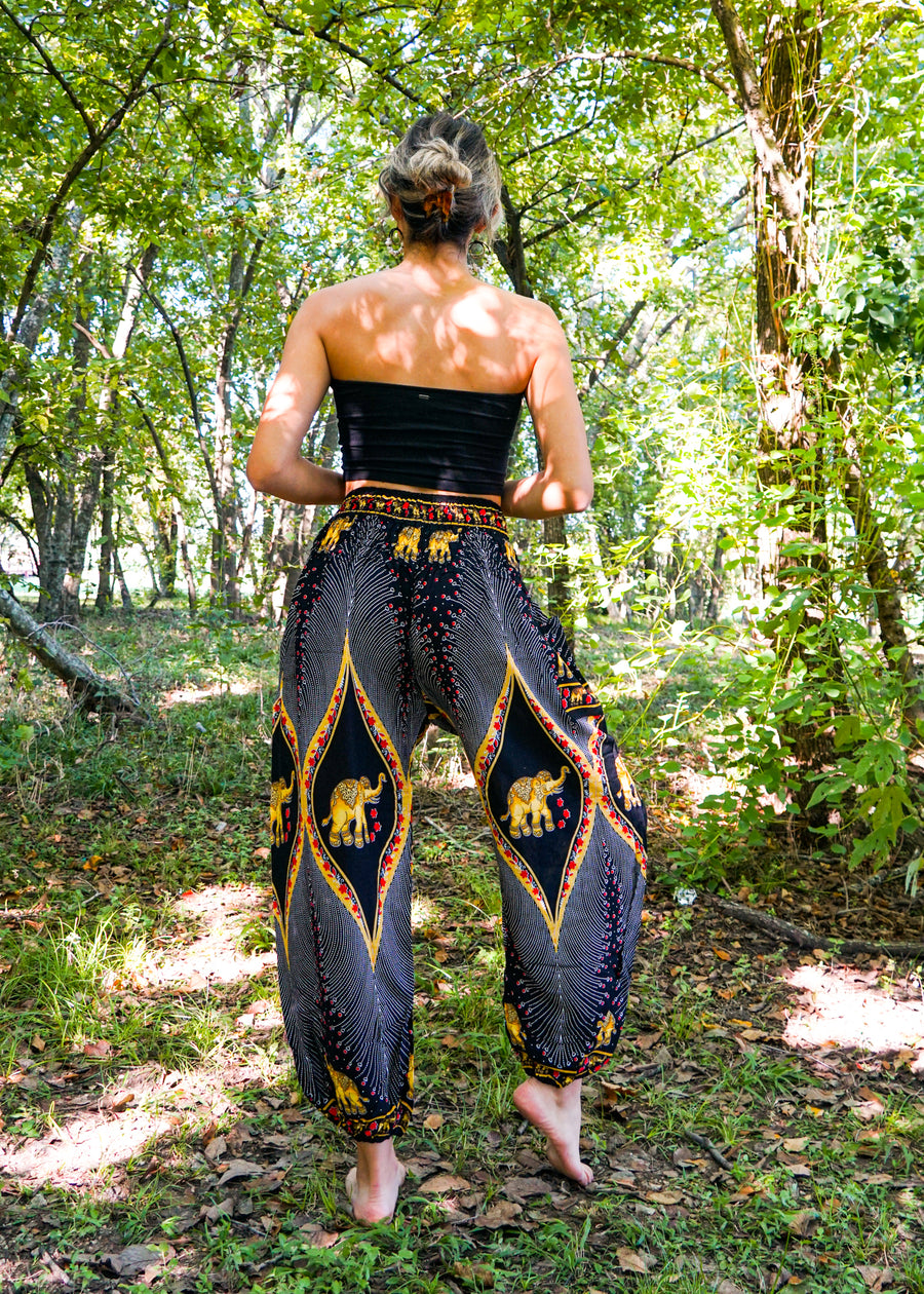 Black Diamond Elephant Harem Pants