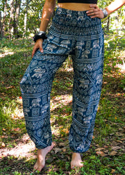 Teal Star Elephant Harem Pants