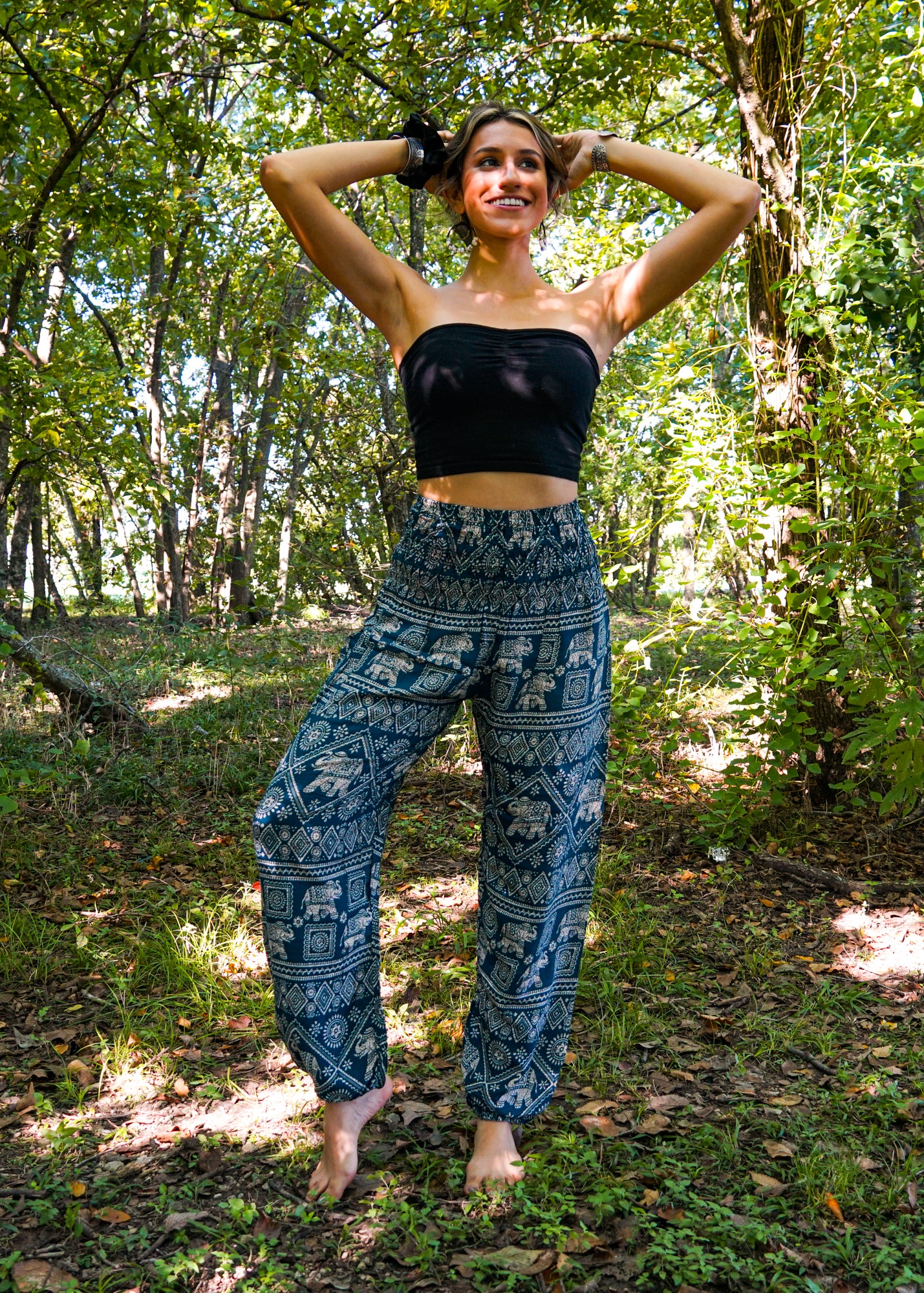 Teal Star Elephant Harem Pants