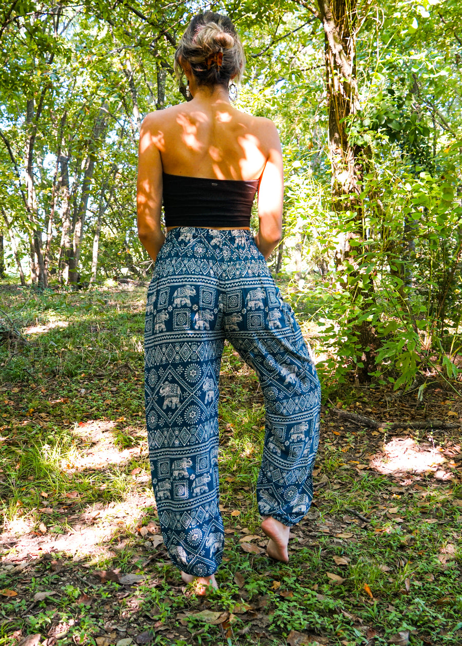 Teal Star Elephant Harem Pants