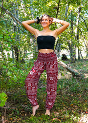 Burgundy Star Elephant Harem Pants