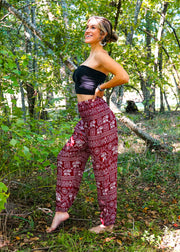 Burgundy Star Elephant Harem Pants