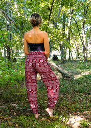 Burgundy Star Elephant Harem Pants