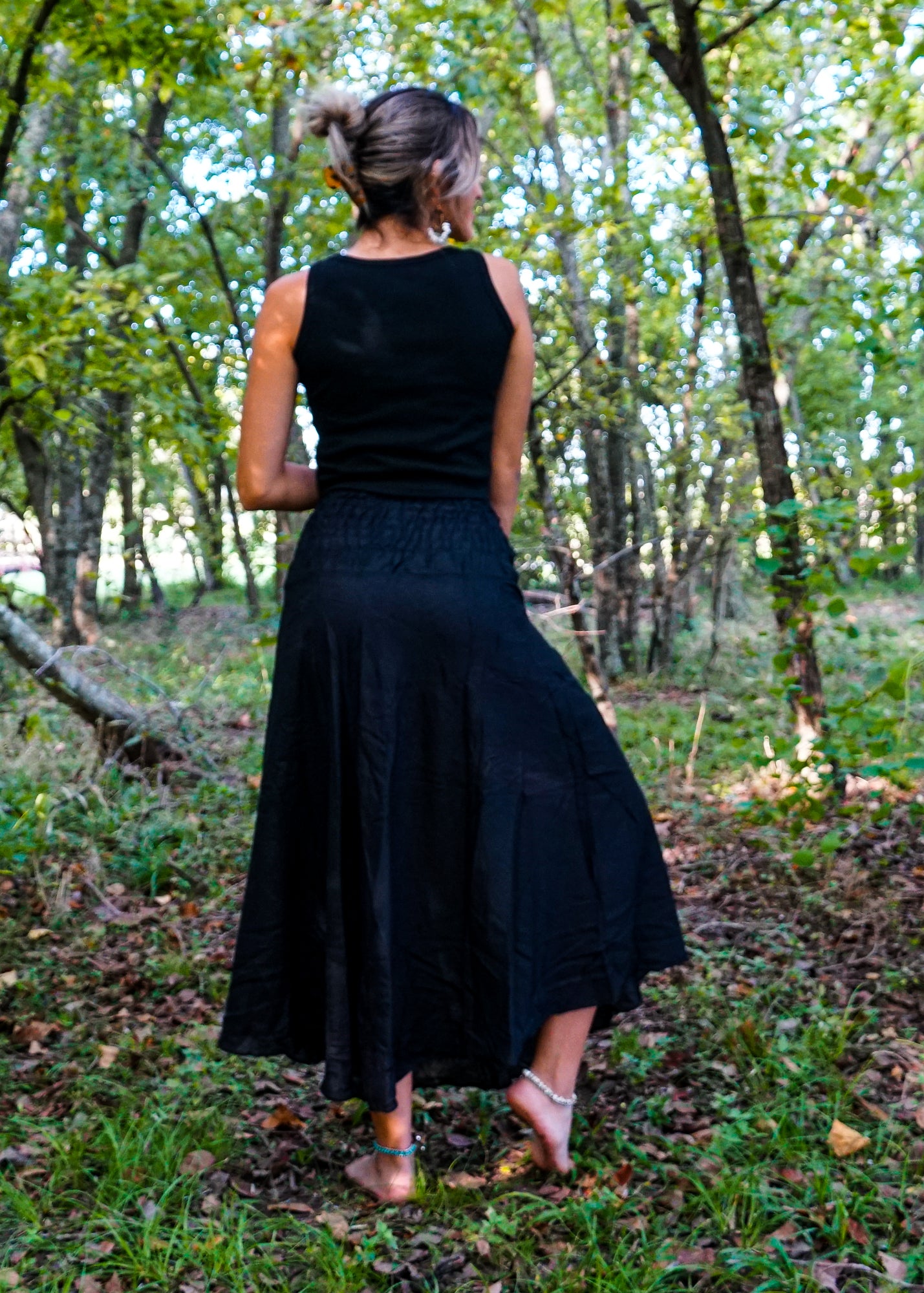 Plain black maxi fashion skirt