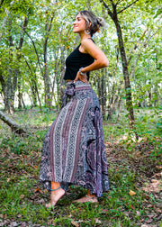 Black and Pink Mandala Maxi Skirt