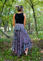 Black and Pink Mandala Maxi Skirt