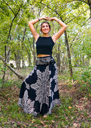 Black Butterfly Mandala Maxi Skirt