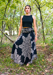 Black Butterfly Mandala Maxi Skirt