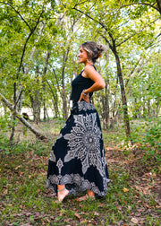 Black Butterfly Mandala Maxi Skirt