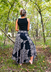 Black Butterfly Mandala Maxi Skirt